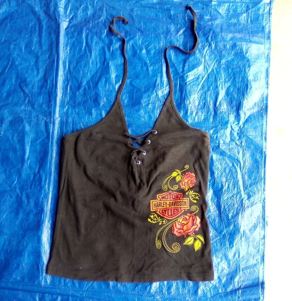 Harley-Davidson Black Lace-Up Tank Top